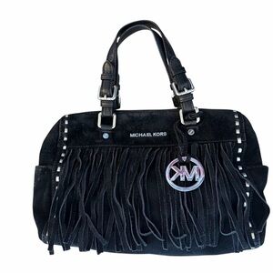 Rare Michael Kors Black Suede Satchel Bag